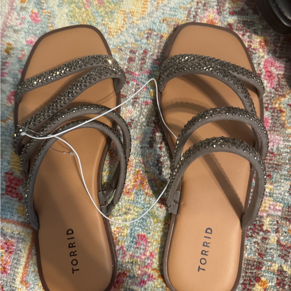 Torrid Gray Rhinestone Sandals